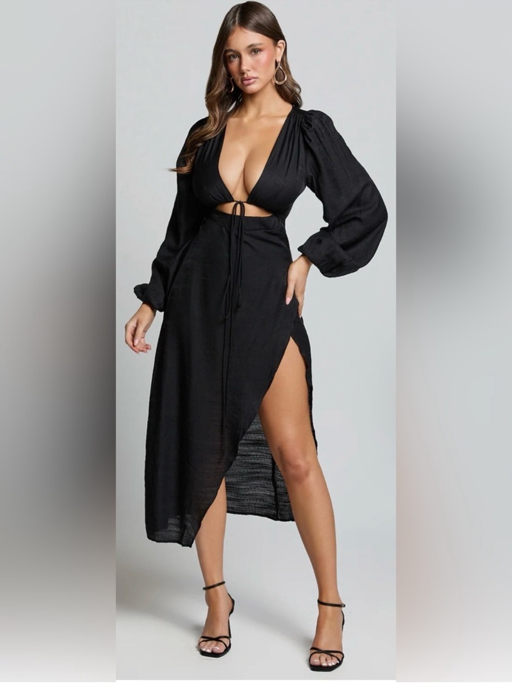 Showpo Black Cut-Out Midi Dress